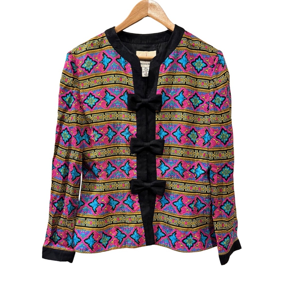 Vintage 90s Adrianna Papell Safe Silk Jacket Multicolor Women’s Size 8